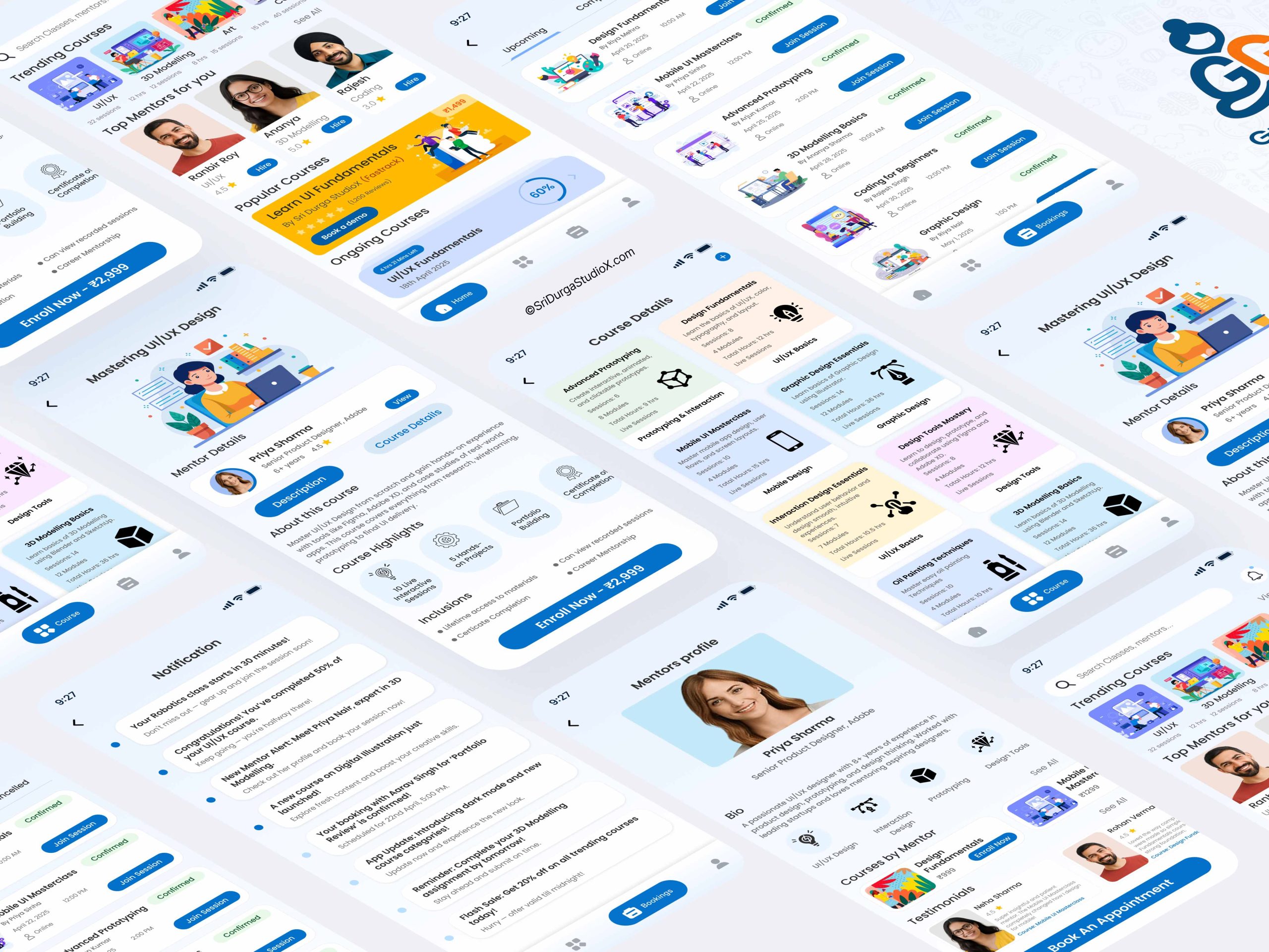 Gurugram App Course Dashboard - Sri Durga StudioX